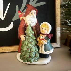 Homco 90s Santa and Child Figurine Christmas Decor